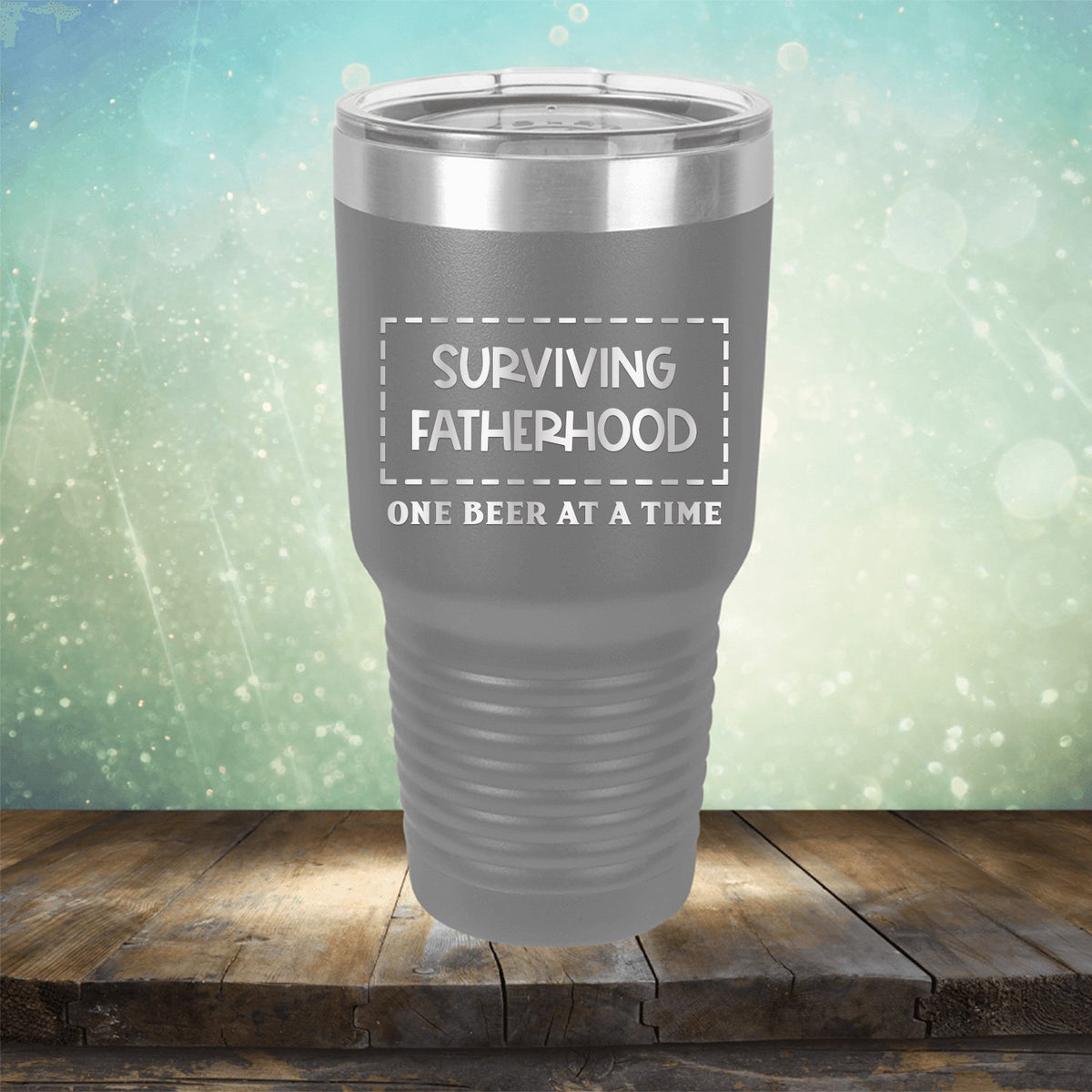 Surviving Fatherhood One Beer At A Time - Laser Etched Tumbler Mug