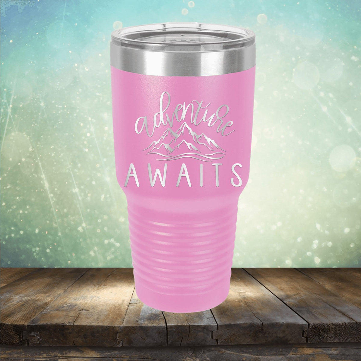 Adventure Awaits with Mountain - Laser Etched Tumbler Mug