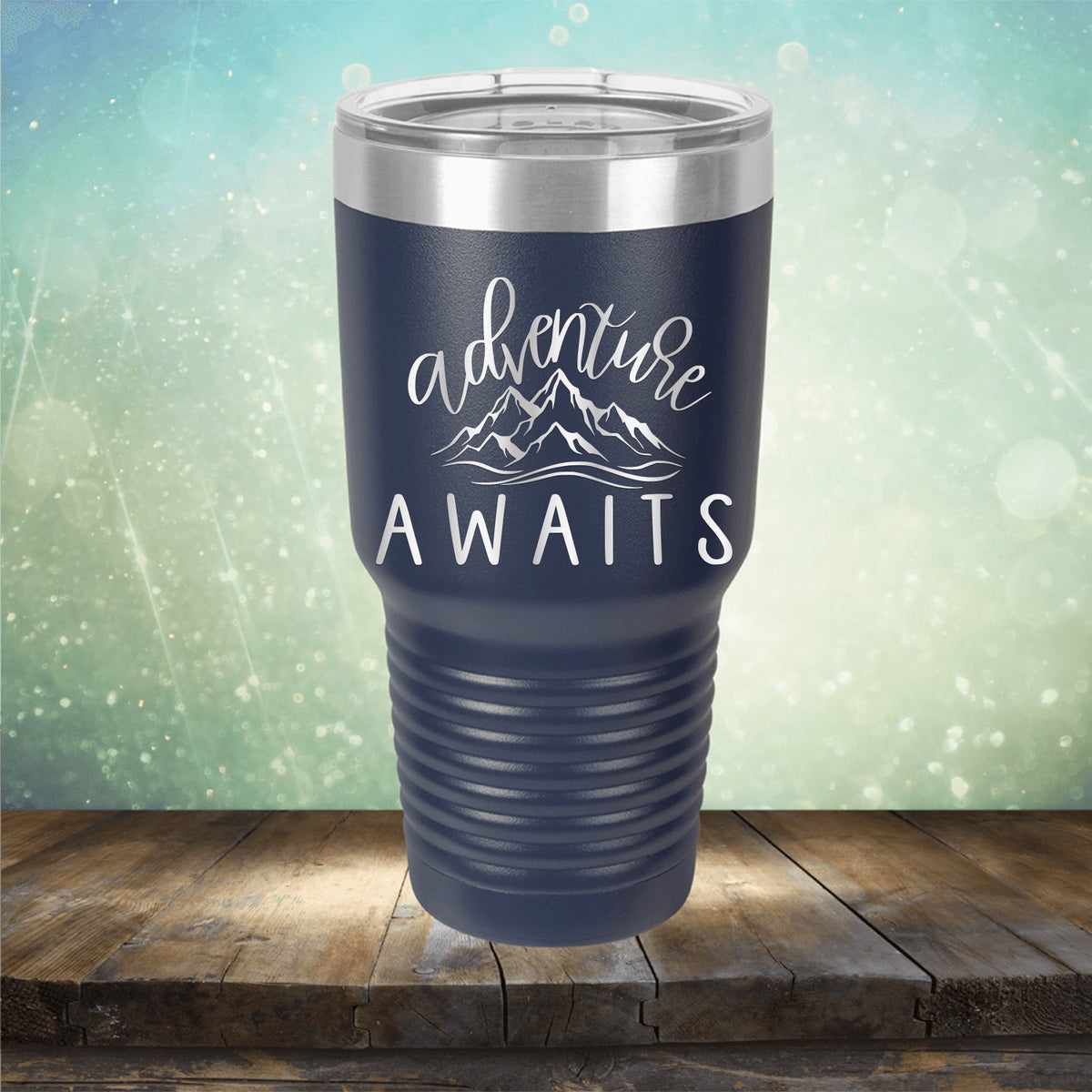 Adventure Awaits with Mountain - Laser Etched Tumbler Mug