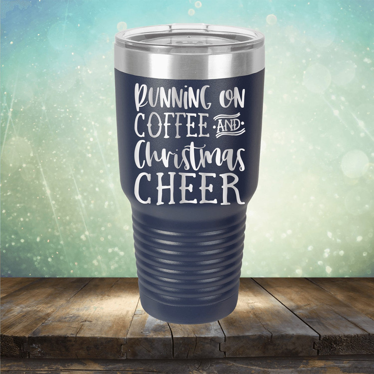 Running on Coffee and Christmas Cheer - Laser Etched Tumbler Mug