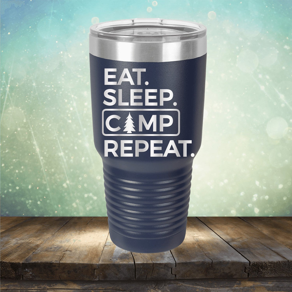 Eat Sleep Camp Repeat - Laser Etched Tumbler Mug