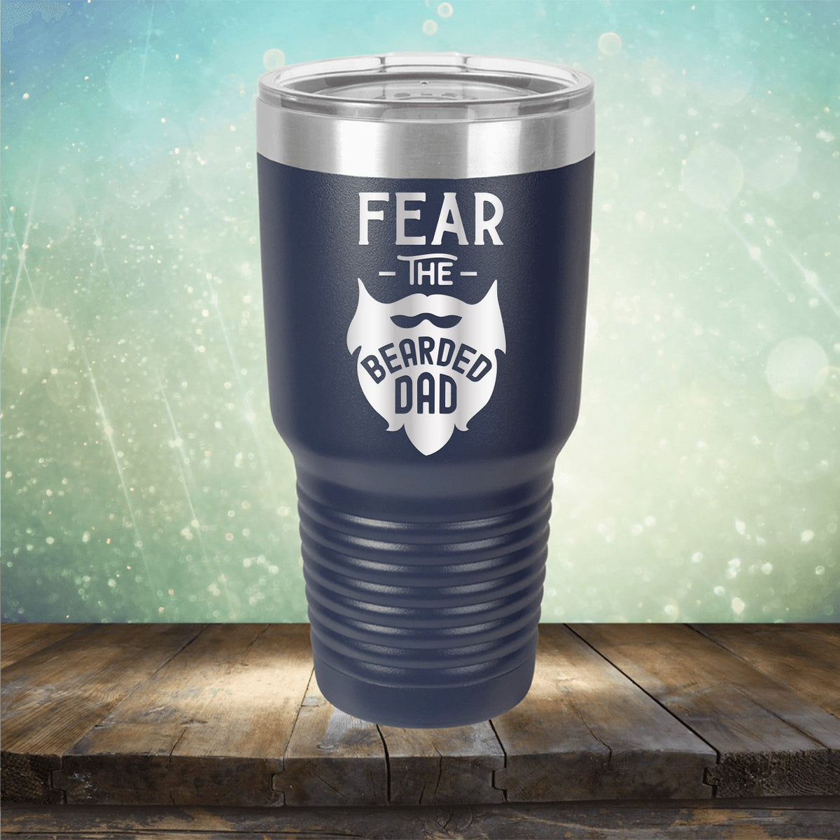 Fear The Bearded Dad - Laser Etched Tumbler Mug