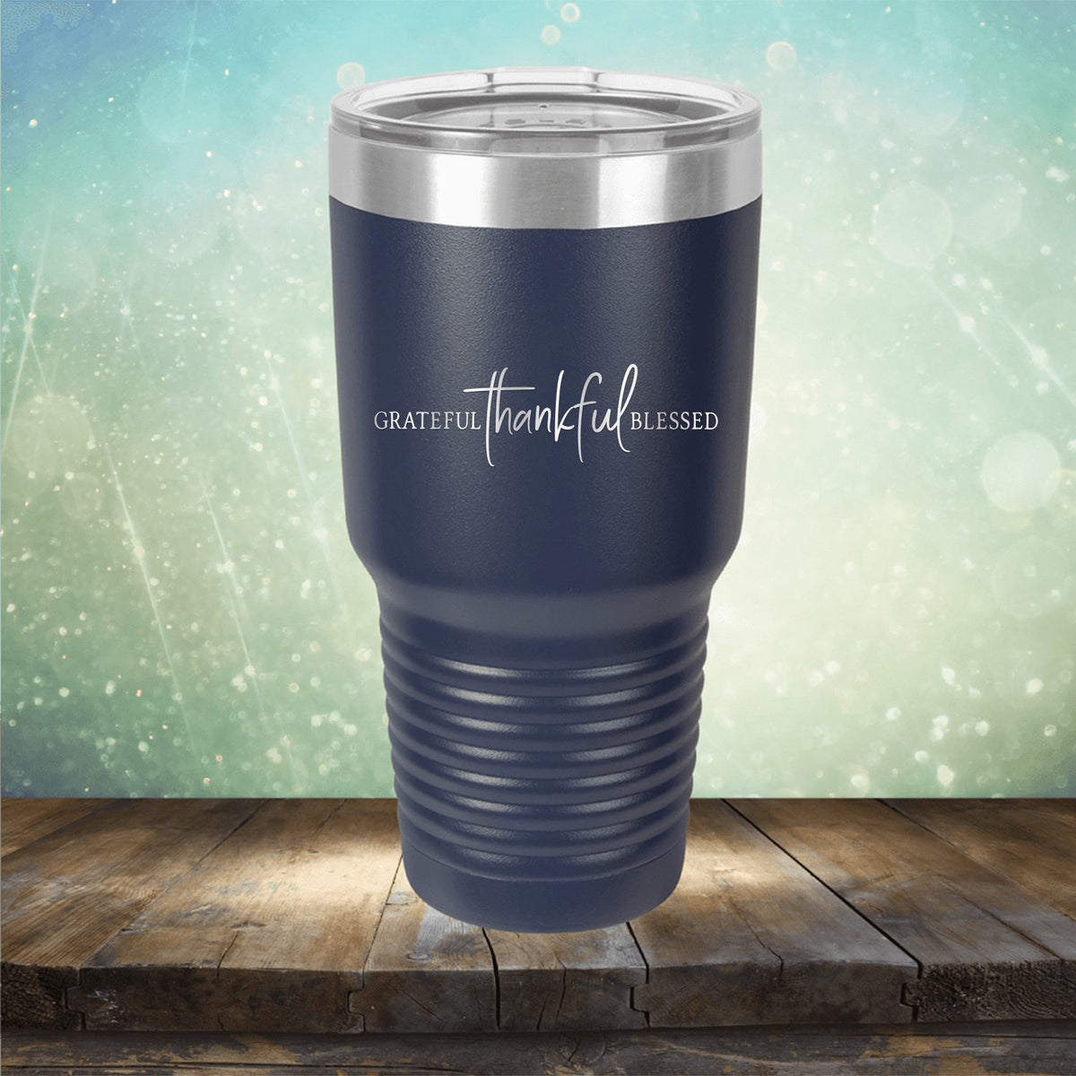 Grateful Thankful Blessed - Laser Etched Tumbler Mug