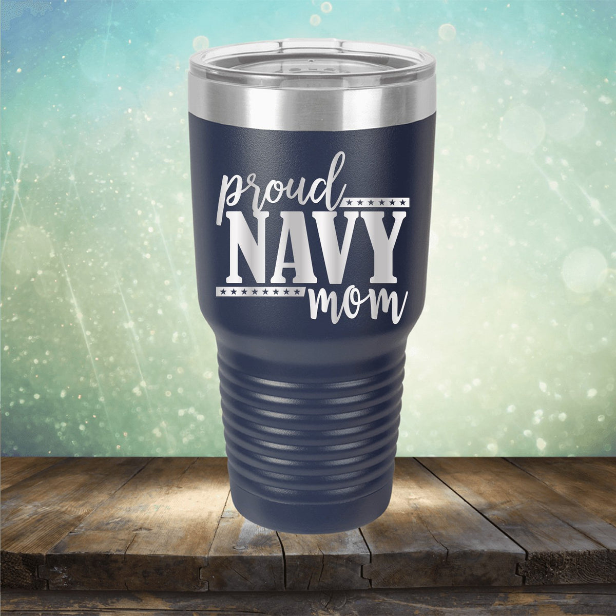 Proud Navy Mom - Laser Etched Tumbler Mug