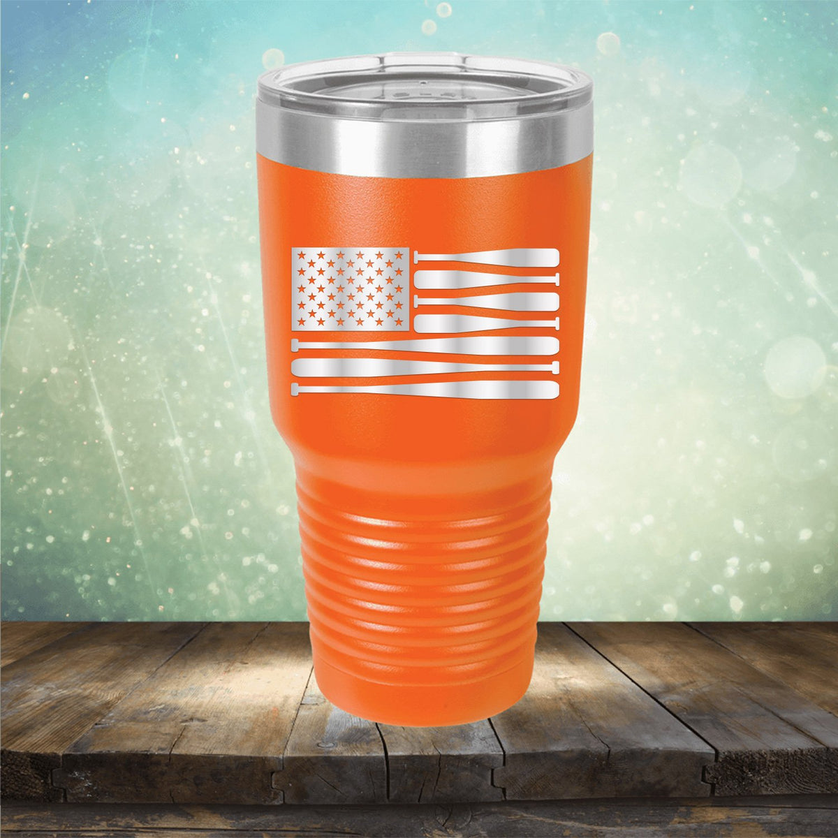 American Flag Baseball - Laser Etched Tumbler Mug