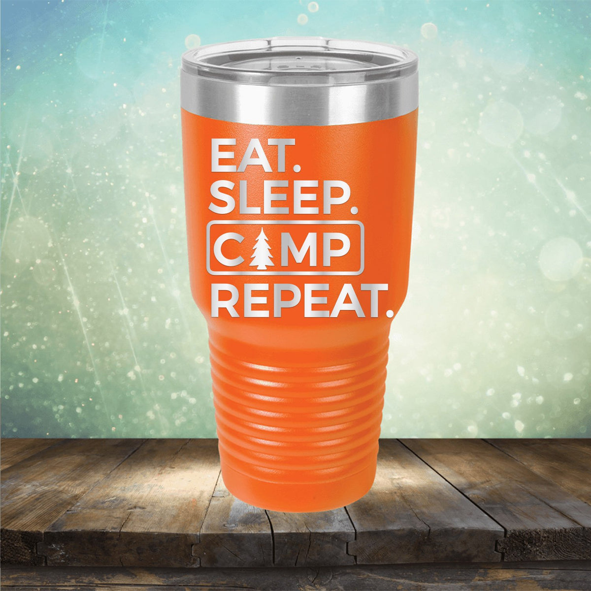 Eat Sleep Camp Repeat - Laser Etched Tumbler Mug