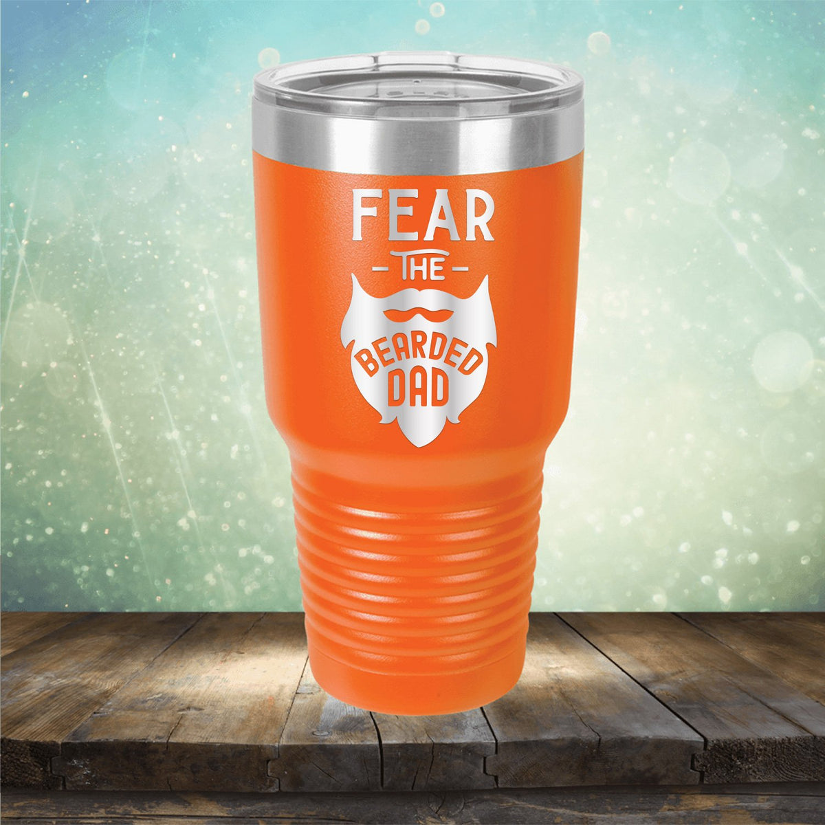 Fear The Bearded Dad - Laser Etched Tumbler Mug