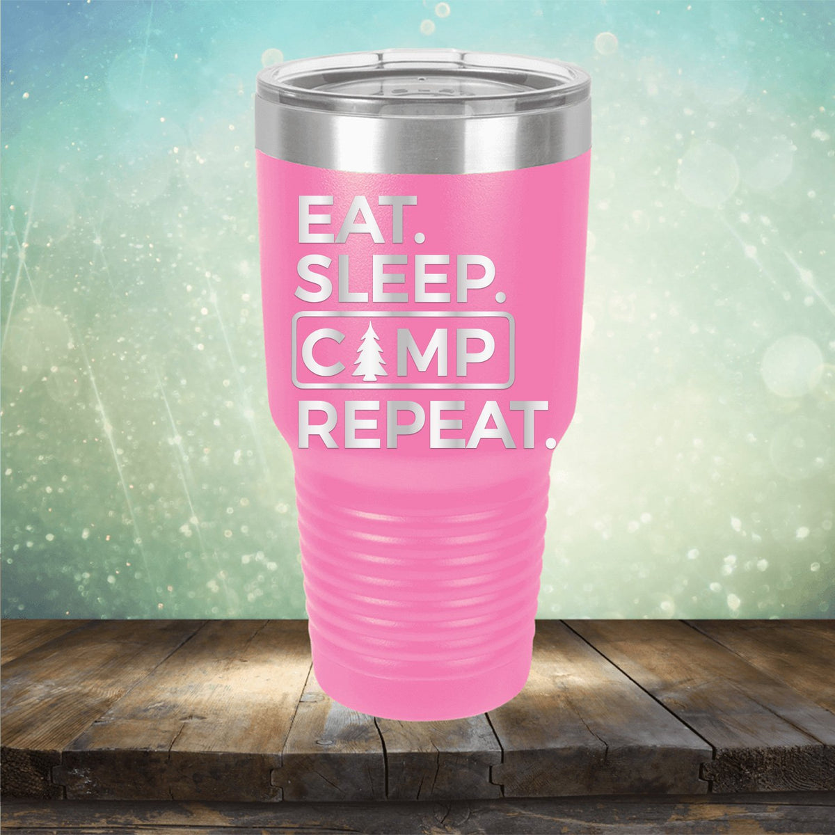 Eat Sleep Camp Repeat - Laser Etched Tumbler Mug