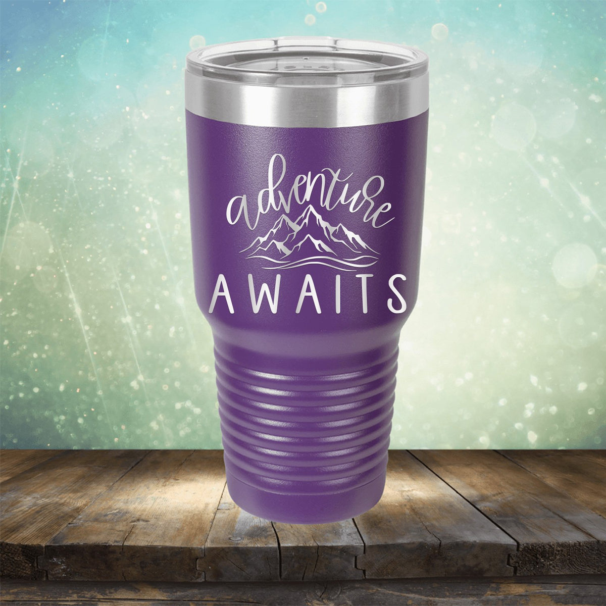 Adventure Awaits with Mountain - Laser Etched Tumbler Mug