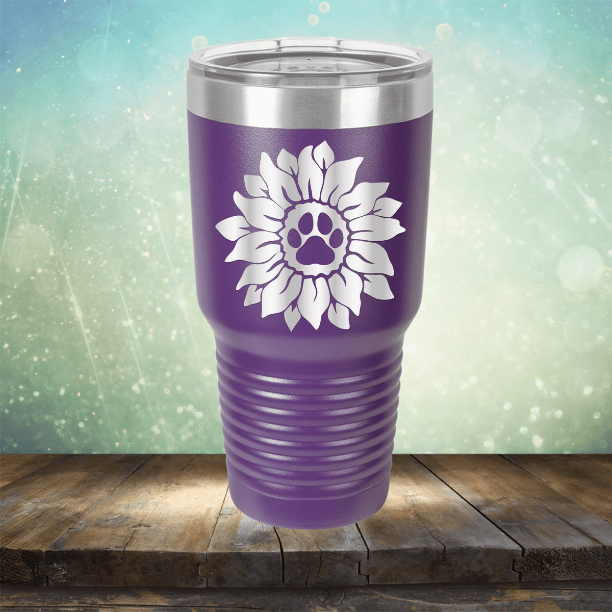 Dog Paw Sunflower - Laser Etched Tumbler Mug