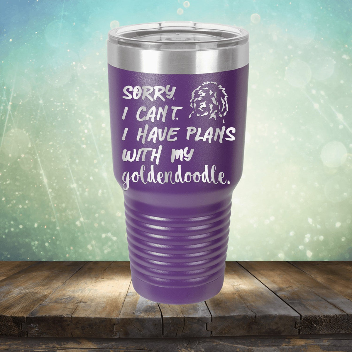 Sorry I Can&#39;t I Have Plans with My Goldendoodle - Laser Etched Tumbler Mug