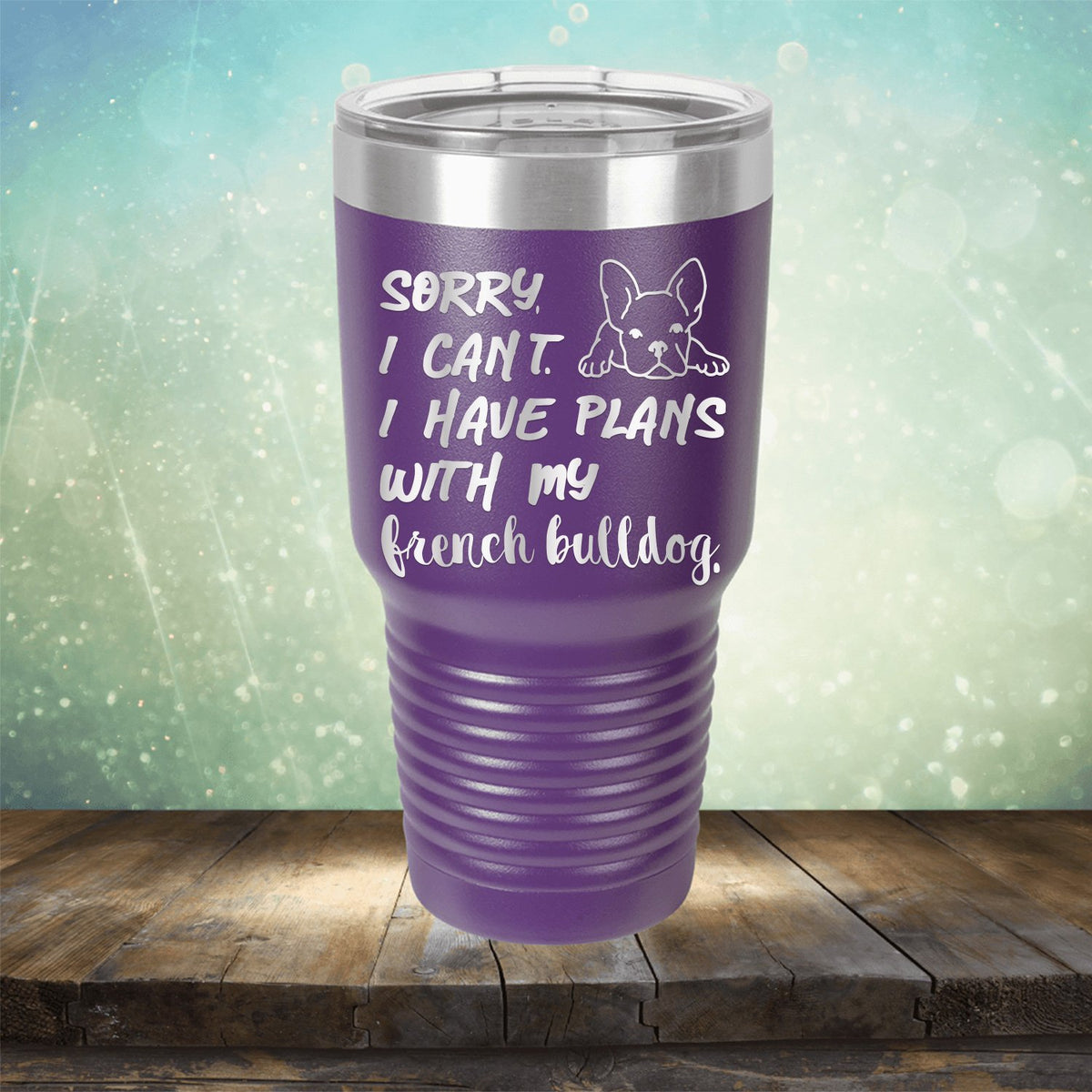 Sorry I Can&#39;t I Have Plans with My French Bulldog - Laser Etched Tumbler Mug