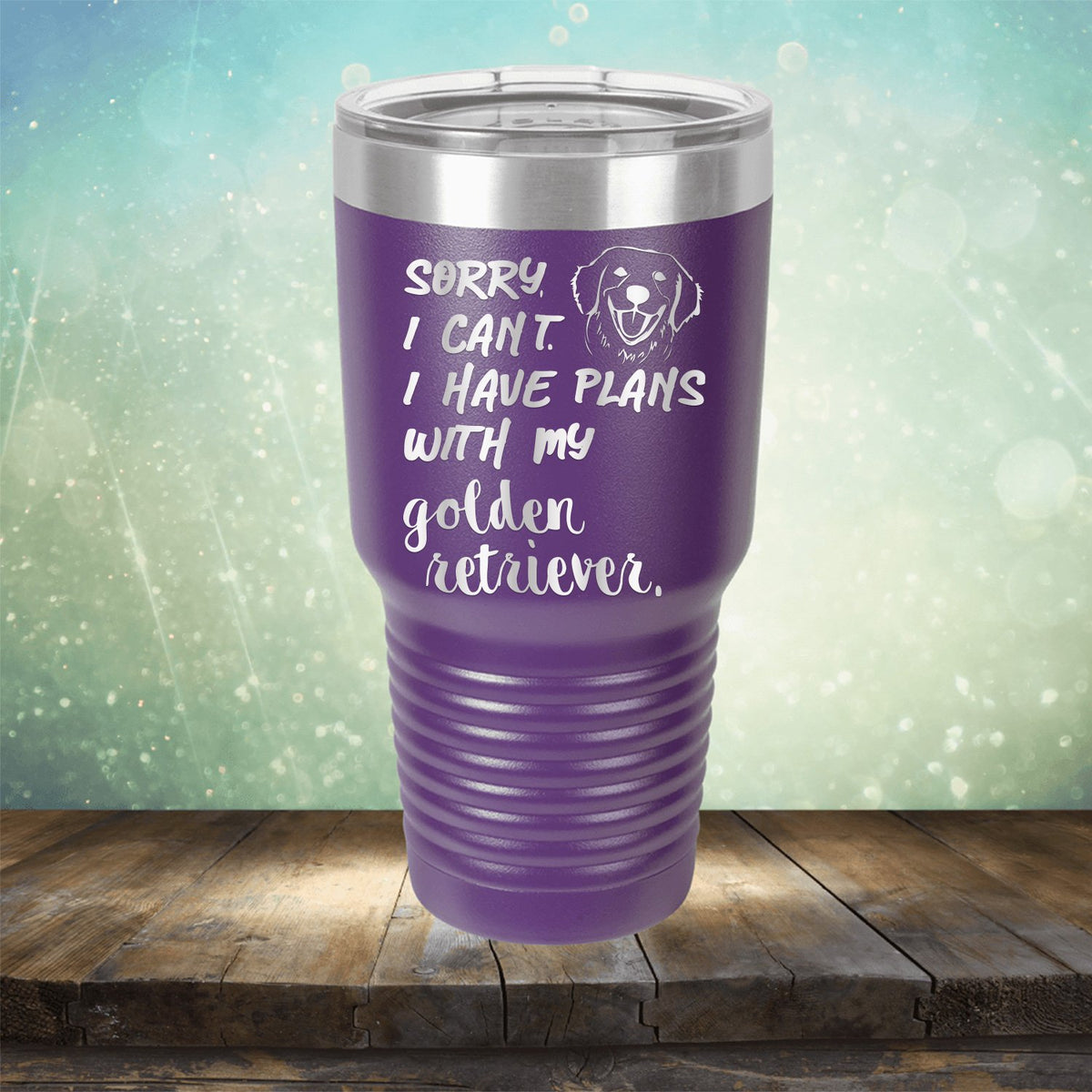 Sorry I Can&#39;t I Have Plans with My Golden Retriever - Laser Etched Tumbler Mug