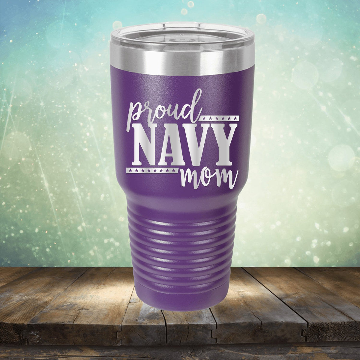 Proud Navy Mom - Laser Etched Tumbler Mug