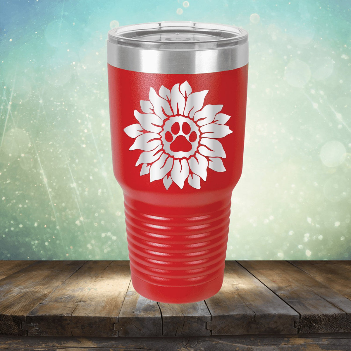 Dog Paw Sunflower - Laser Etched Tumbler Mug