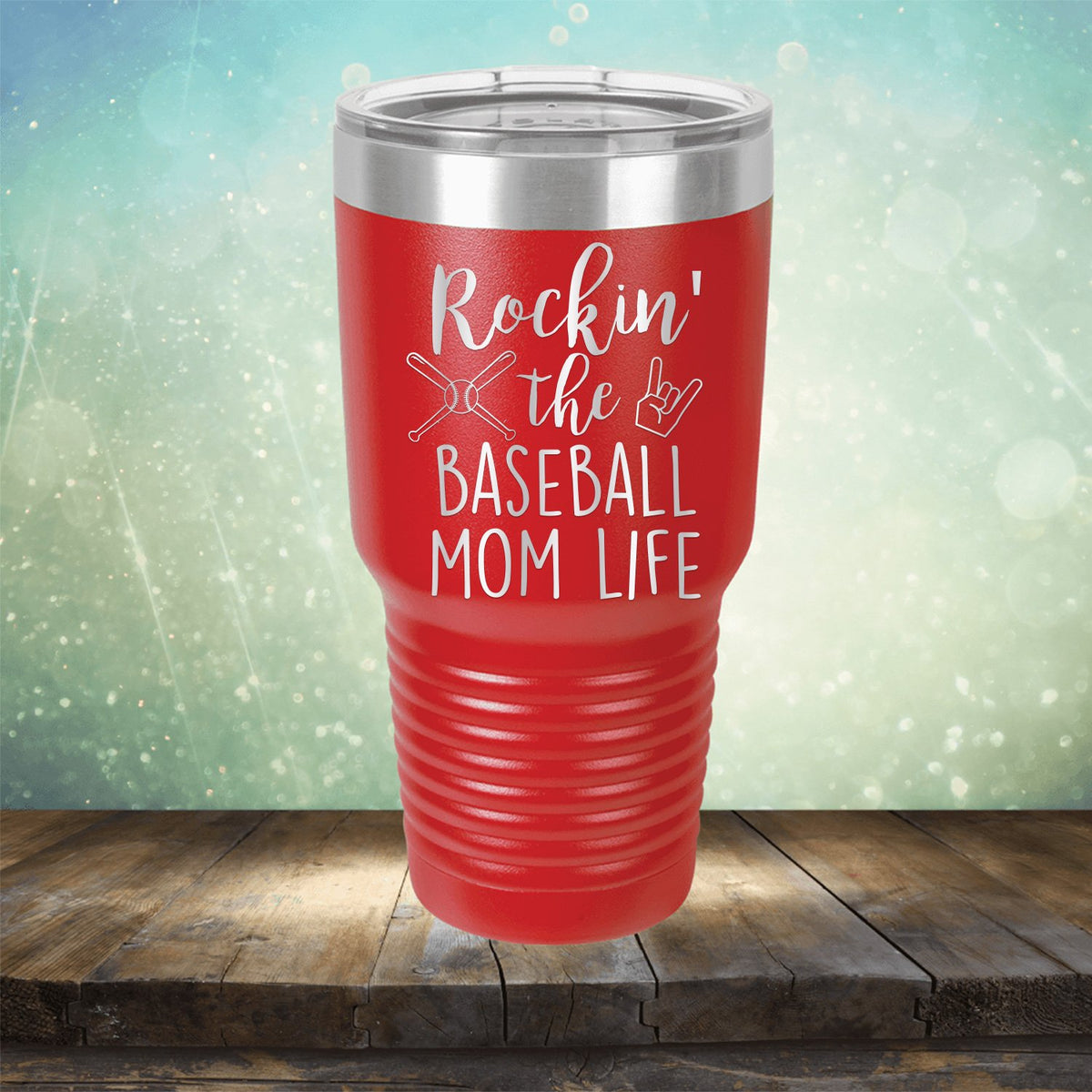 Rockin&#39; The Baseball Mom Life - Laser Etched Tumbler Mug