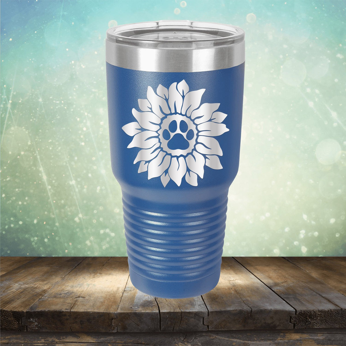 Dog Paw Sunflower - Laser Etched Tumbler Mug