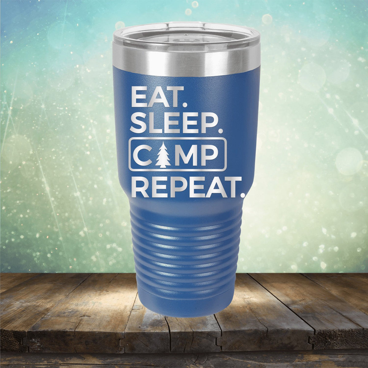 Eat Sleep Camp Repeat - Laser Etched Tumbler Mug