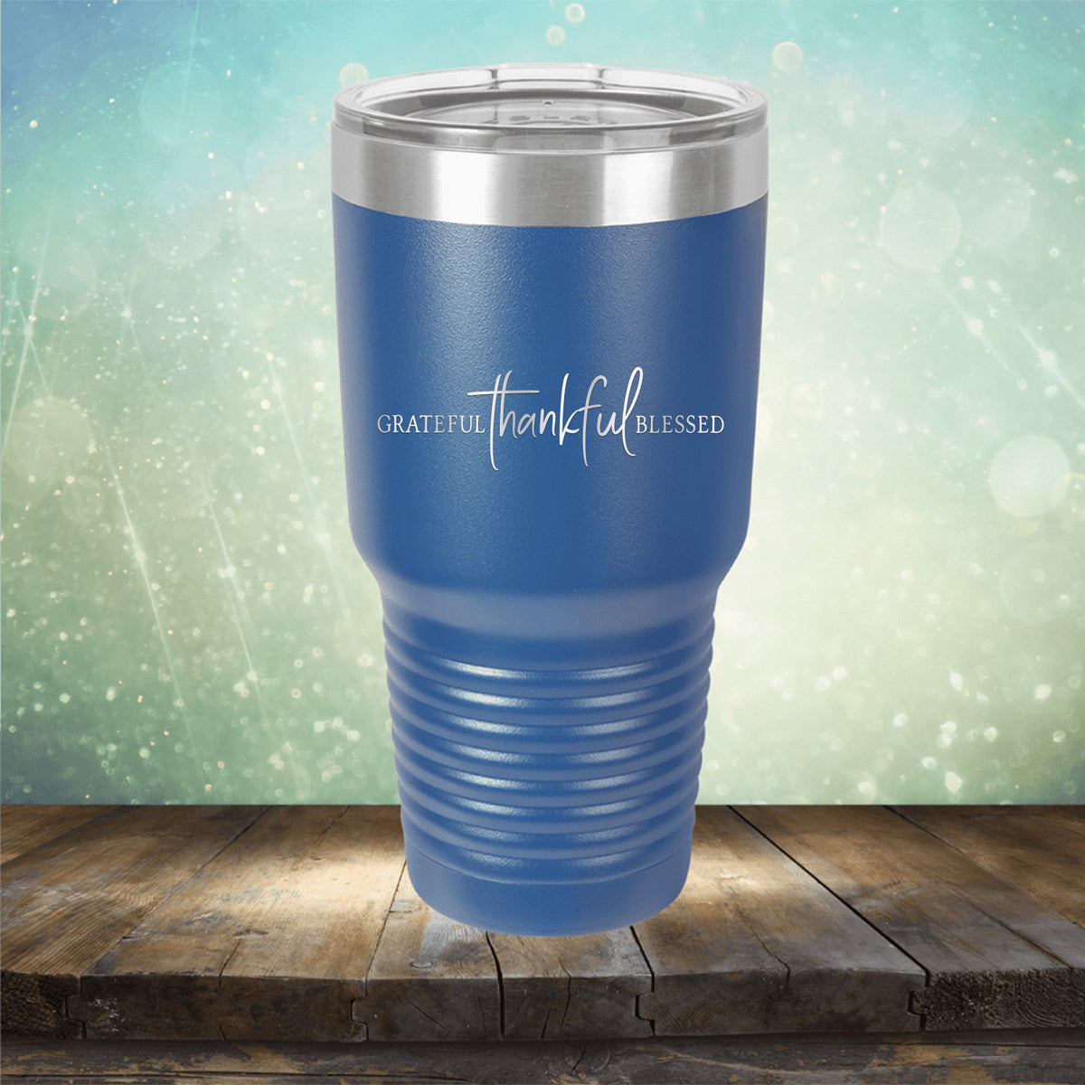 Grateful Thankful Blessed - Laser Etched Tumbler Mug