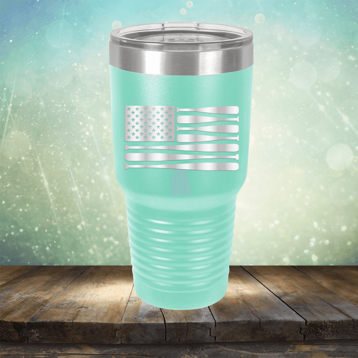 American Flag Baseball - Laser Etched Tumbler Mug