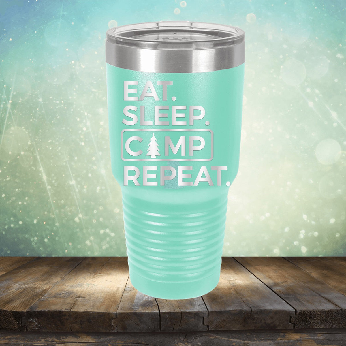 Eat Sleep Camp Repeat - Laser Etched Tumbler Mug