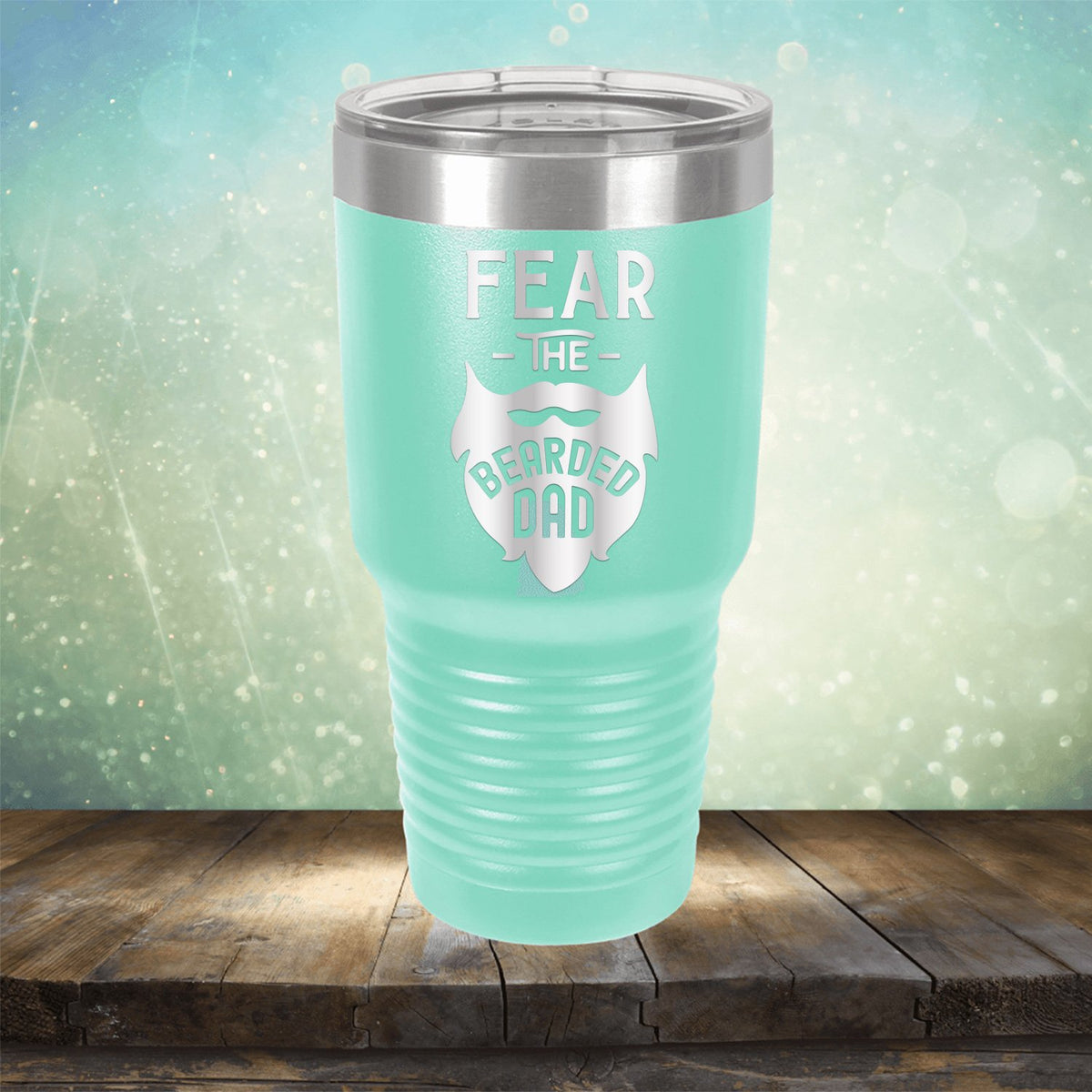 Fear The Bearded Dad - Laser Etched Tumbler Mug
