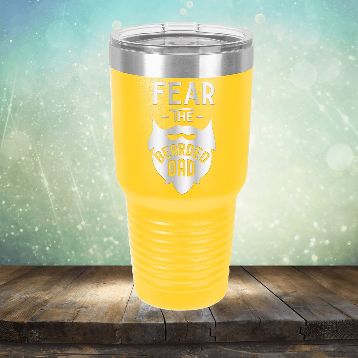 Fear The Bearded Dad - Laser Etched Tumbler Mug