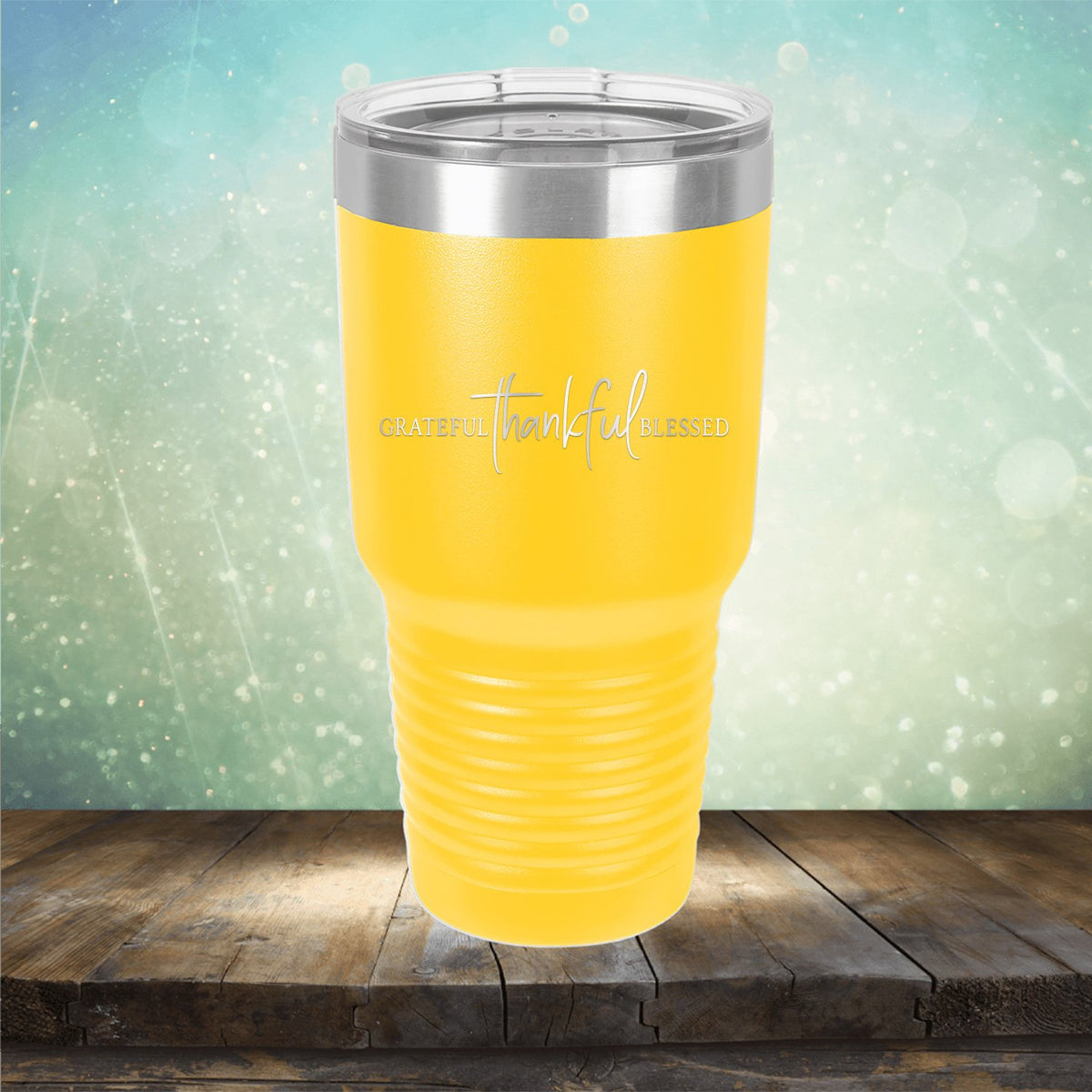 Grateful Thankful Blessed - Laser Etched Tumbler Mug