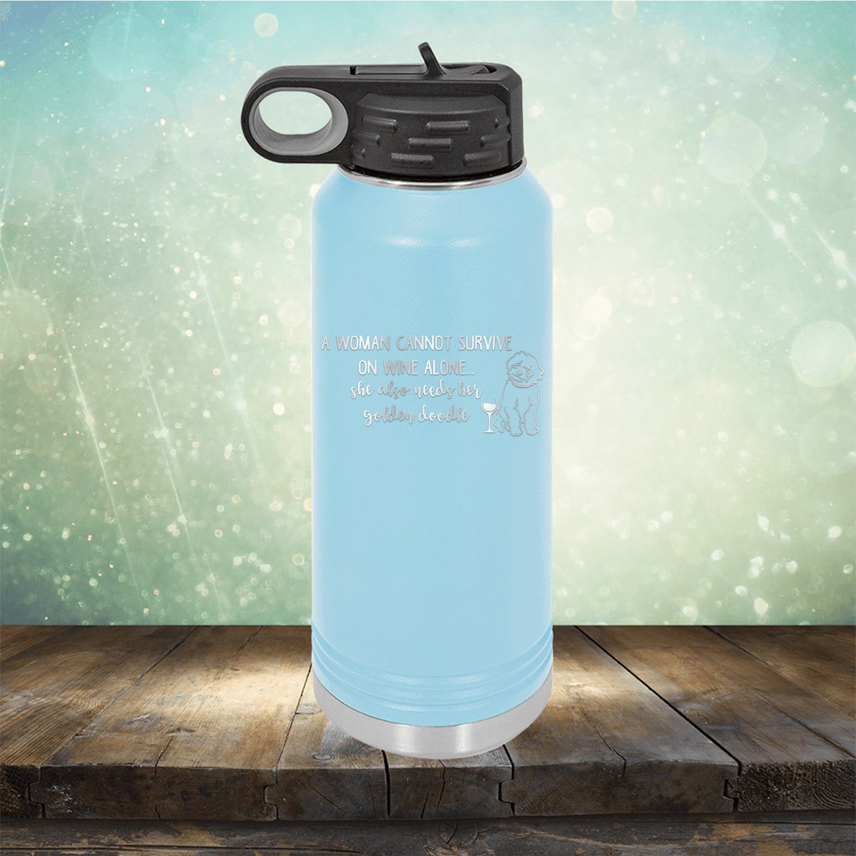 A Woman Cannot Survive on Wine Alone, She also Needs her Golden Doodle - Laser Etched Tumbler Mug
