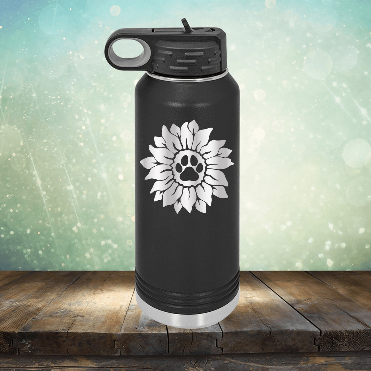 Dog Paw Sunflower - Laser Etched Tumbler Mug