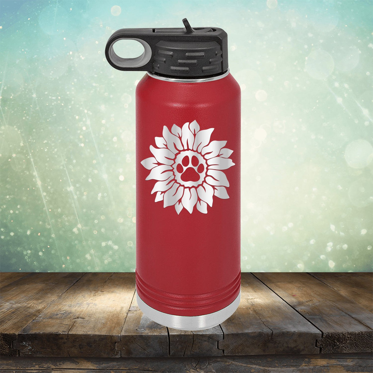 Dog Paw Sunflower - Laser Etched Tumbler Mug