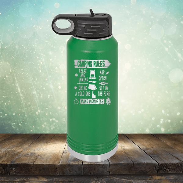 Camping Rules Relax and Unwind Nap Often Drink a Cold One Sit By the Fire Make Memories - Laser Etched Tumbler Mug