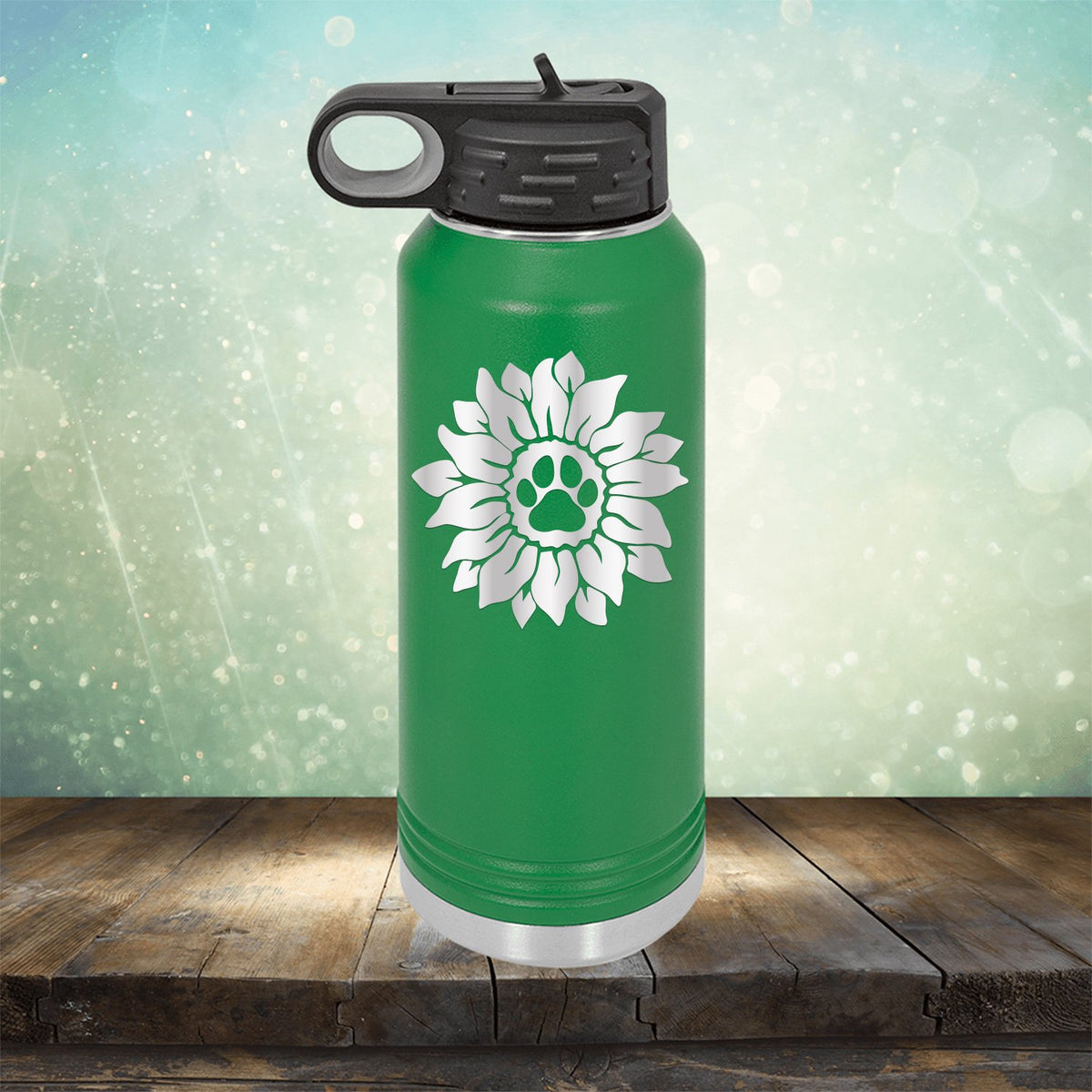 Dog Paw Sunflower - Laser Etched Tumbler Mug