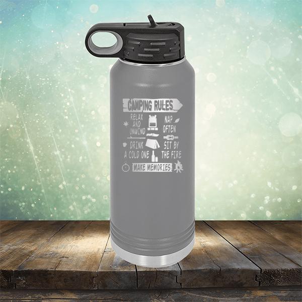 Camping Rules Relax and Unwind Nap Often Drink a Cold One Sit By the Fire Make Memories - Laser Etched Tumbler Mug