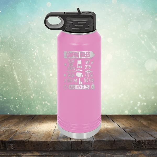 Camping Rules Relax and Unwind Nap Often Drink a Cold One Sit By the Fire Make Memories - Laser Etched Tumbler Mug