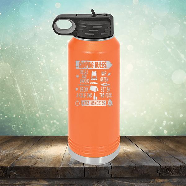 Camping Rules Relax and Unwind Nap Often Drink a Cold One Sit By the Fire Make Memories - Laser Etched Tumbler Mug