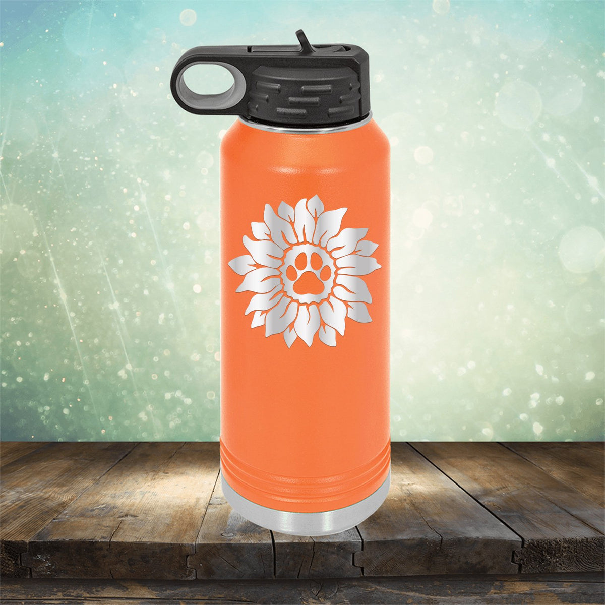 Dog Paw Sunflower - Laser Etched Tumbler Mug