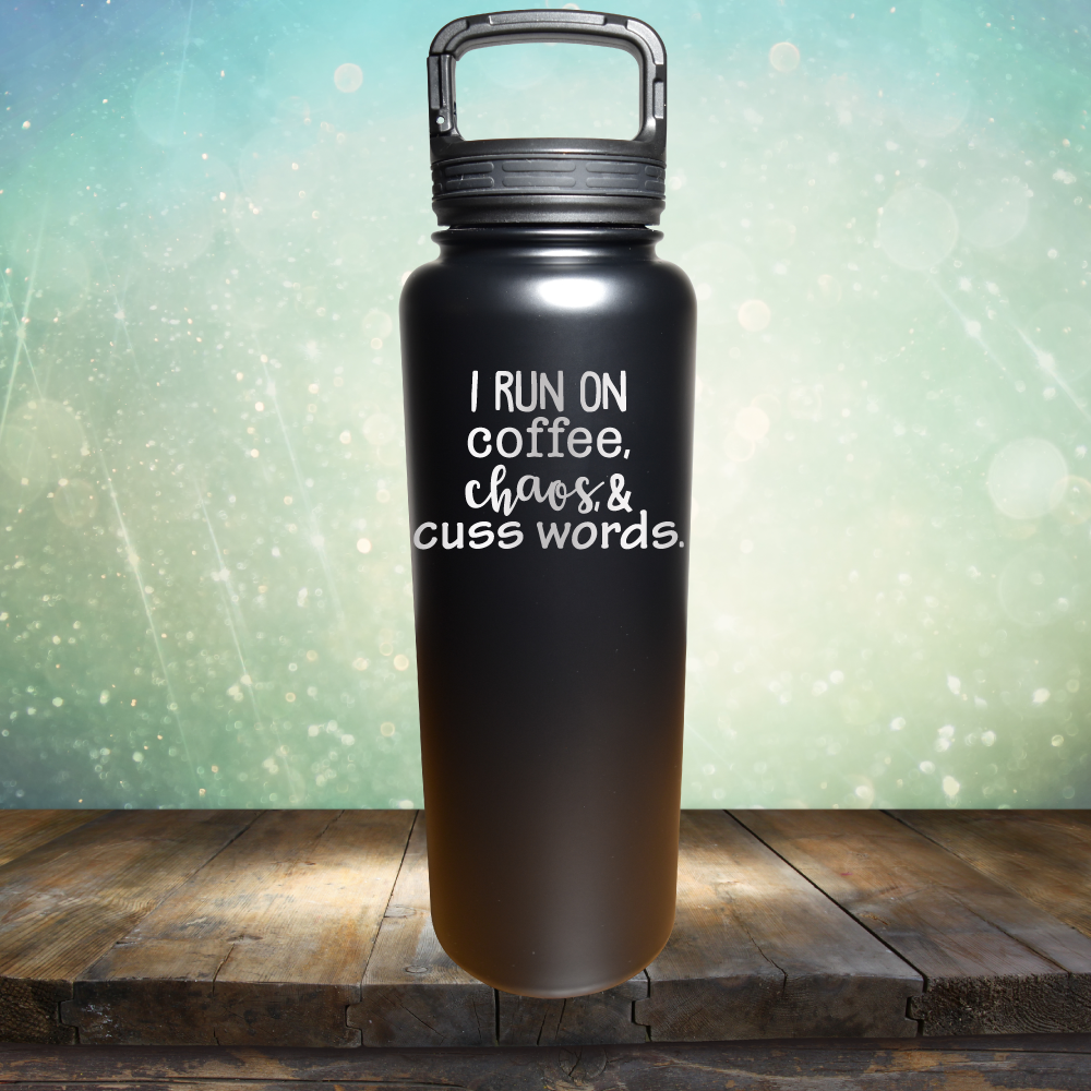 I Run on Coffee, Chaos &amp; Cuss Words - Laser Etched Tumbler Mug