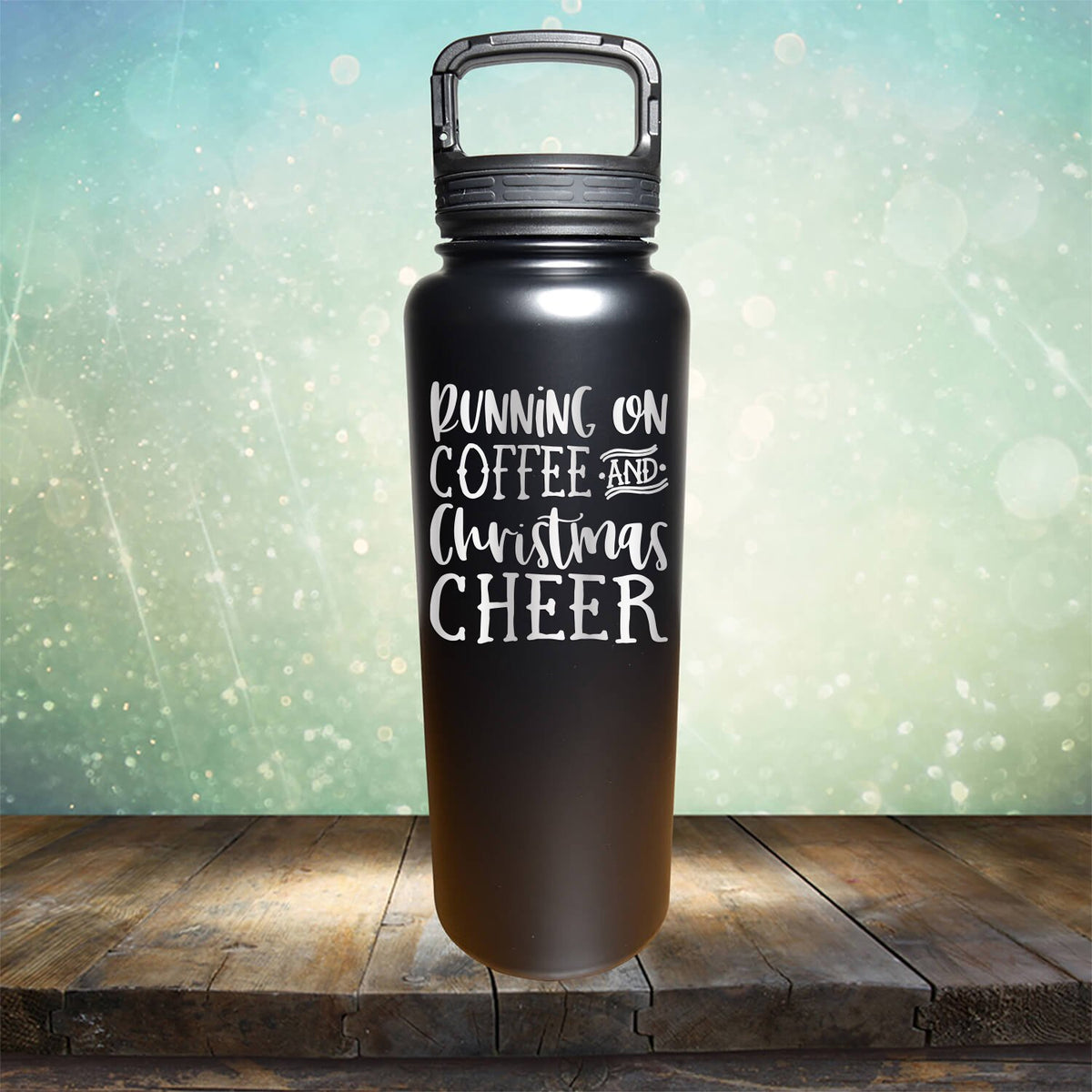 Running on Coffee and Christmas Cheer - Laser Etched Tumbler Mug