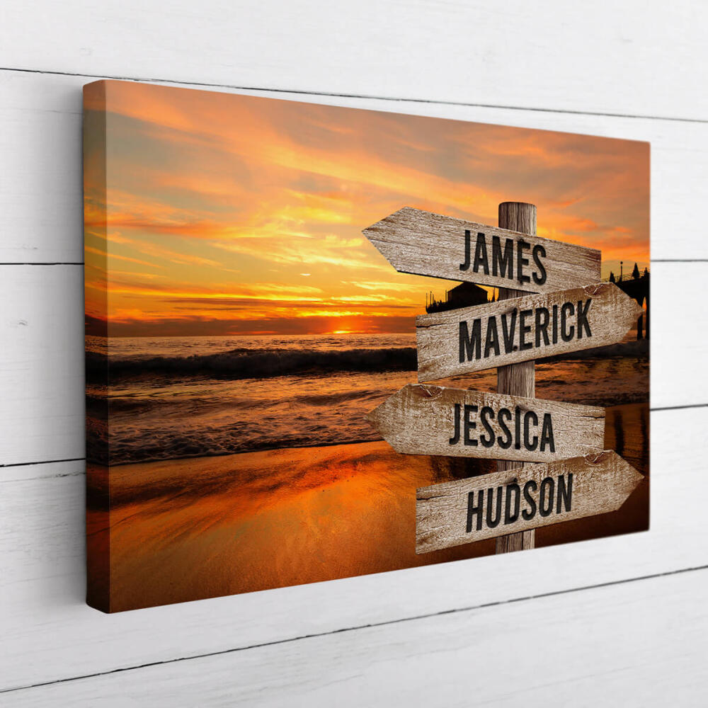 Ocean Dock - Multiple Name Canvas Personalized - Color