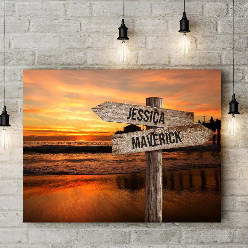 Ocean Dock - Multiple Name Canvas Personalized - Color