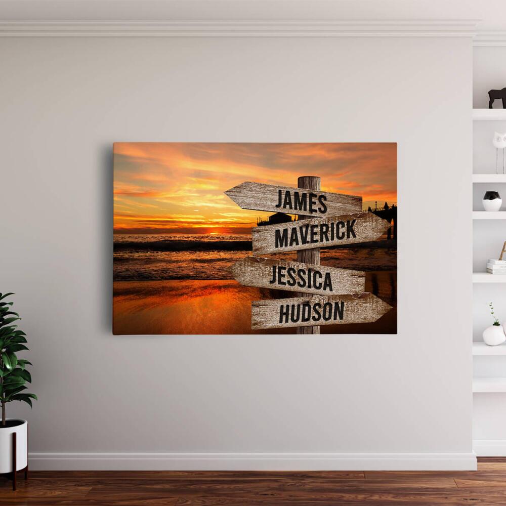 Ocean Dock - Multiple Name Canvas Personalized - Color