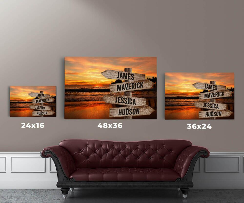 Ocean Dock - Multiple Name Canvas Personalized - Color