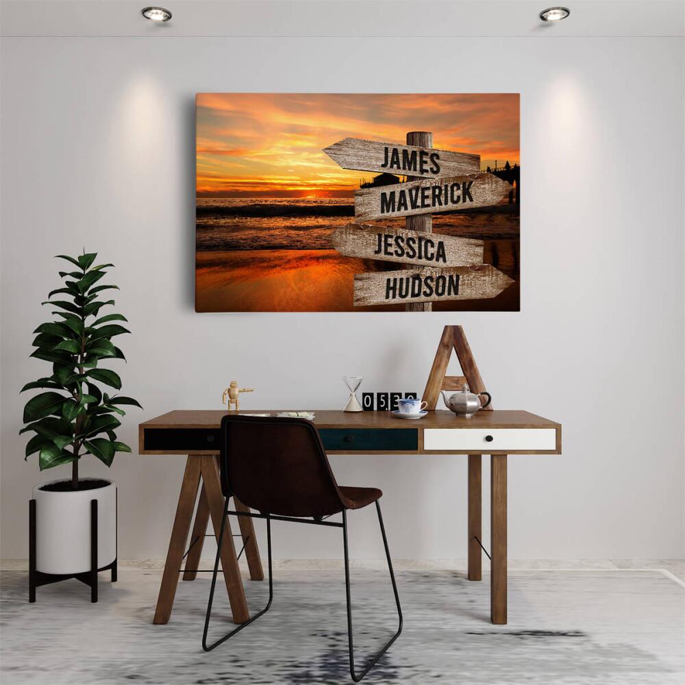 Ocean Dock - Multiple Name Canvas Personalized - Color