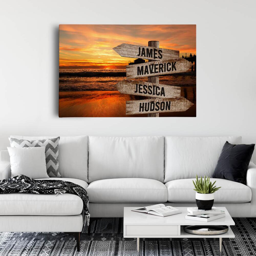 Ocean Dock - Multiple Name Canvas Personalized - Color