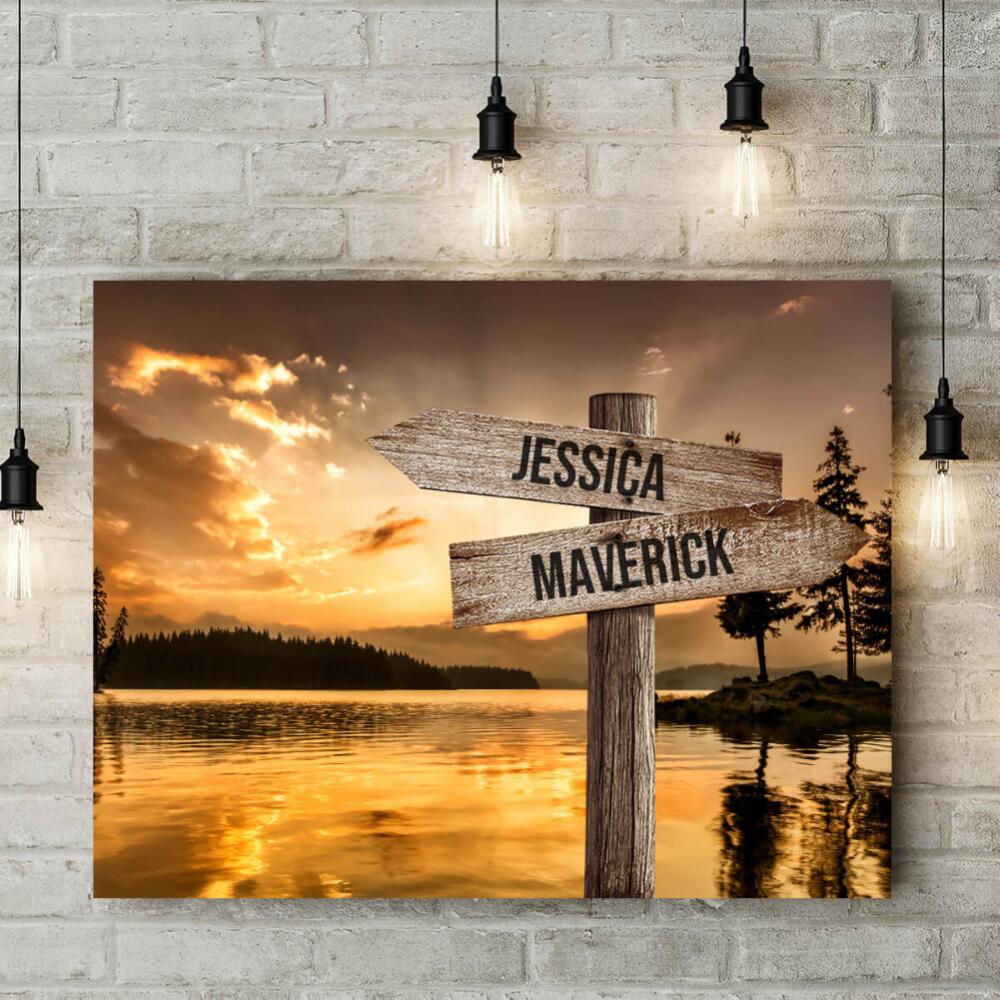 Lake Up North - Multiple Name Canvas Personalized - Color