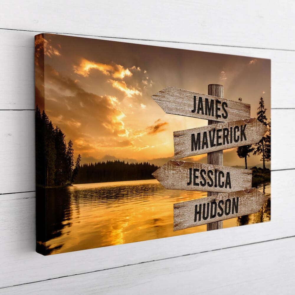 Lake Up North - Multiple Name Canvas Personalized - Color