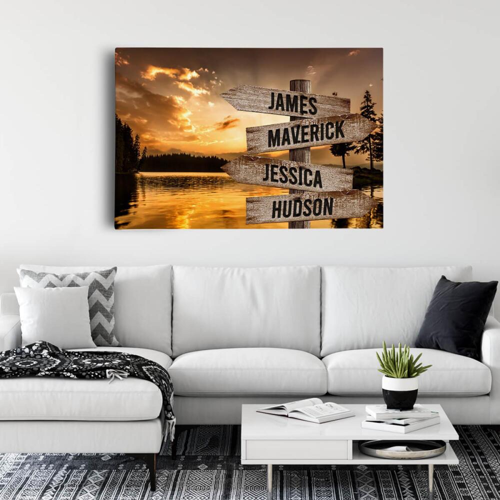 Lake Up North - Multiple Name Canvas Personalized - Color