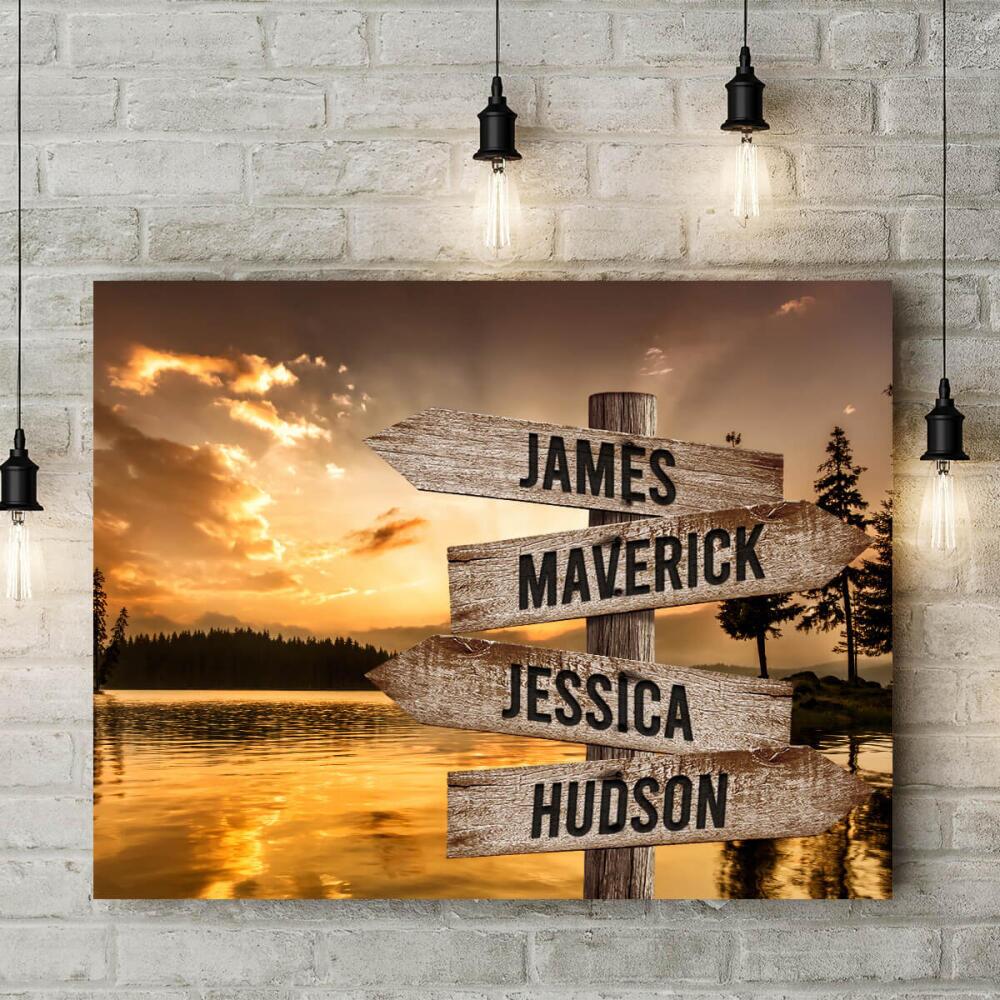 Lake Up North - Multiple Name Canvas Personalized - Color