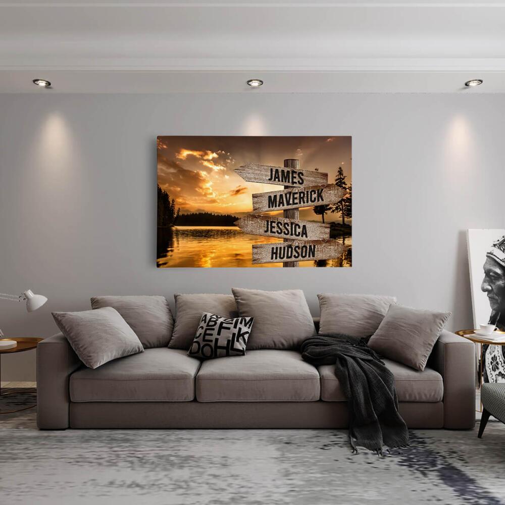 Lake Up North - Multiple Name Canvas Personalized - Color